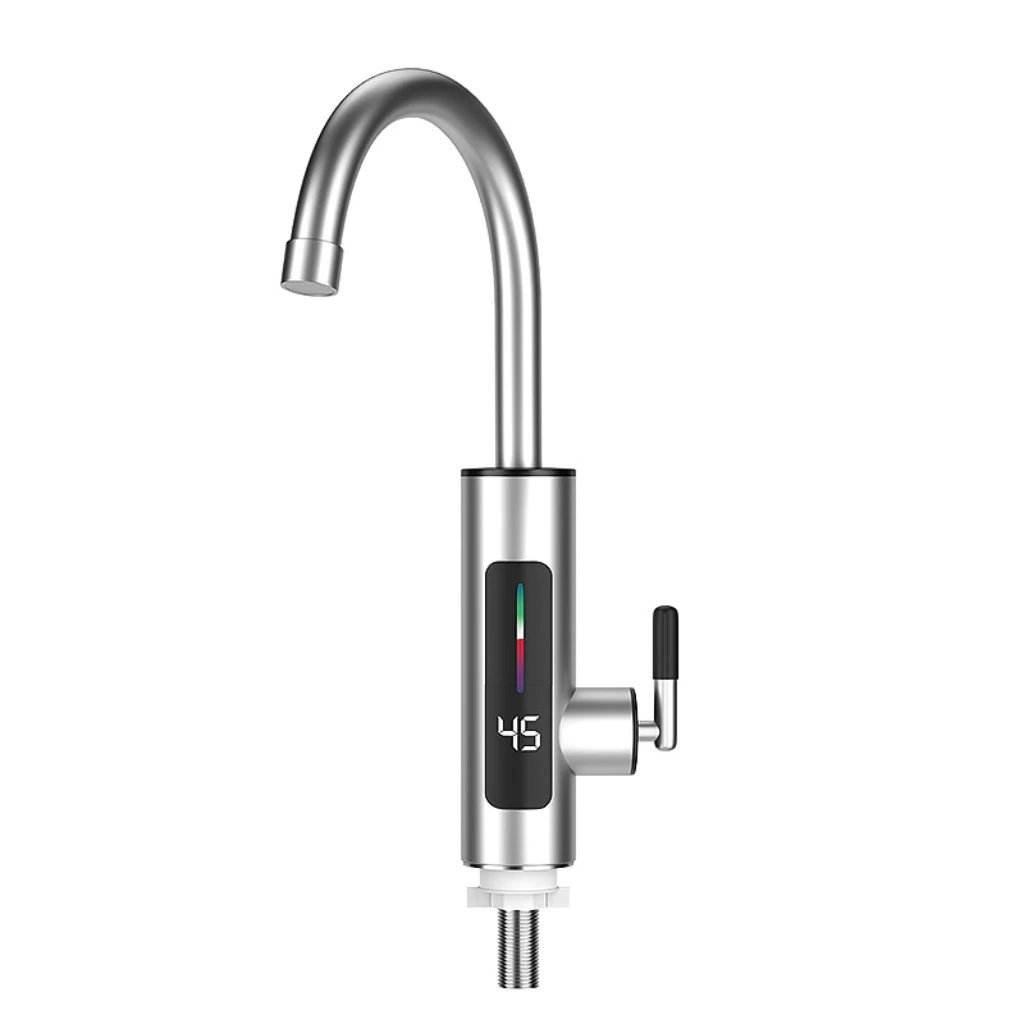 Torneira Elétrica Para Cozinha Banheiro Com Visor de Temperatura Regulagem e Giratória 360° Aço Inoxidável