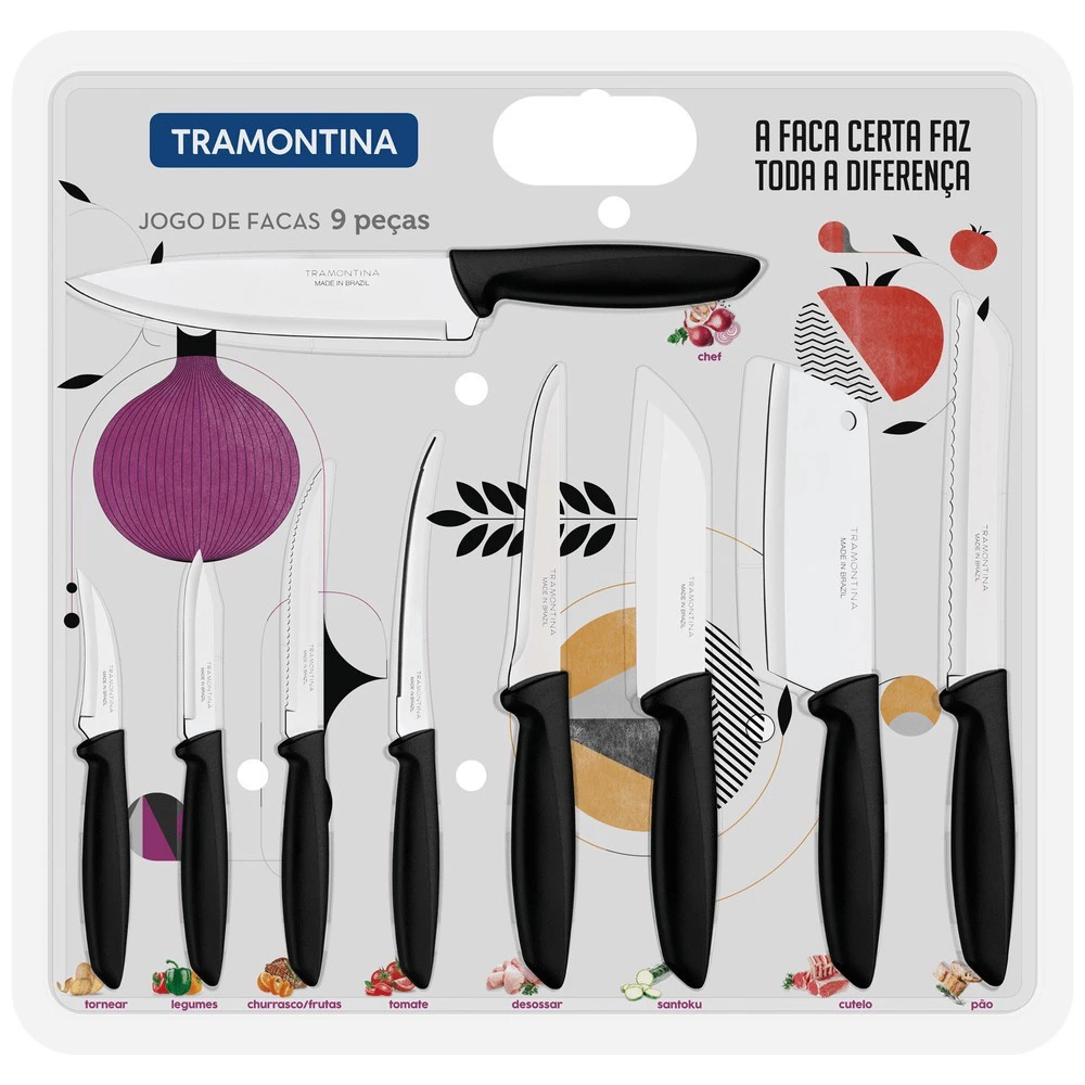 Kit de Facas Plenus 9 Peças Preto Tramontina