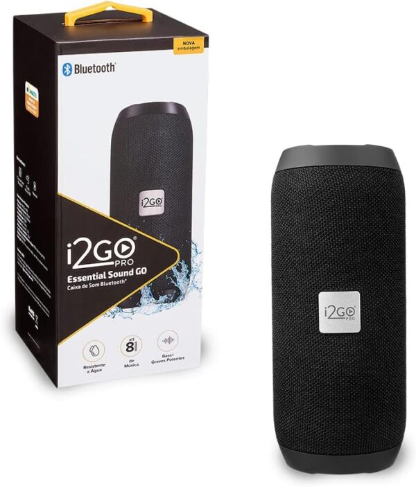 Caixa De Som Bluetooth I2GO Essential Sound Go, 10W RMS, Resistente à Água, Preto