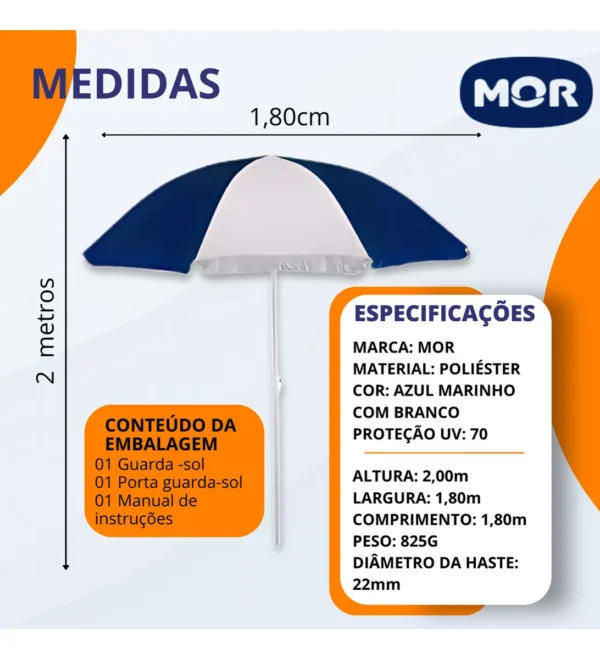 Mor Guarda Sol 180x40cm para carrinho azul marinho