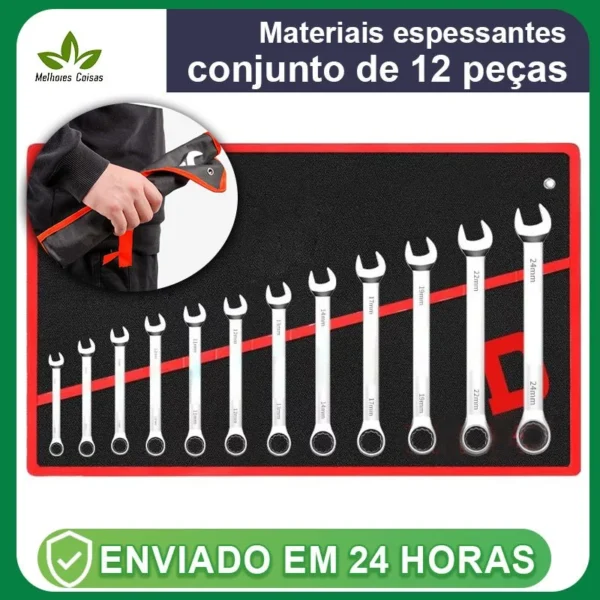 Jogo Chave Combinada Boca Estrela 14 Peças Profissional combinação de aço carbono Chave fixa