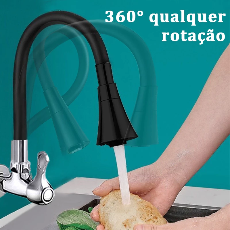 Torneira Gourmet Parede para pia de cozinha Deluxe com chuveiro flexível de Rotação 360°