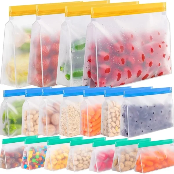 Bolsa De Silicone Para Armazenar Alimentos Reutilizável À Prova De Vazamento