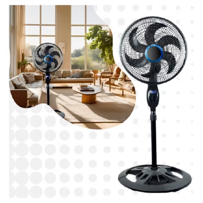 Ventilador Chão Solaris Preto Com 6 Pás De Plástico, 45 cm De Diâmetro 60 Hz 110 v