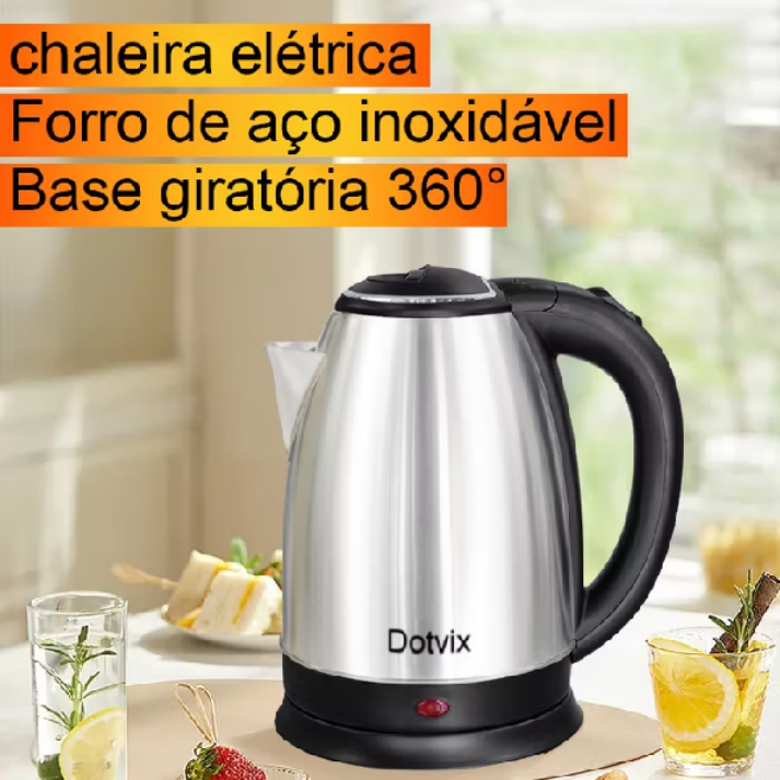 Chaleira Elétrica de Aço Inox, 1.8L ou 2.0L, 110V/220V, Ferve Água Rápido com Tampa e Desligamento Automático