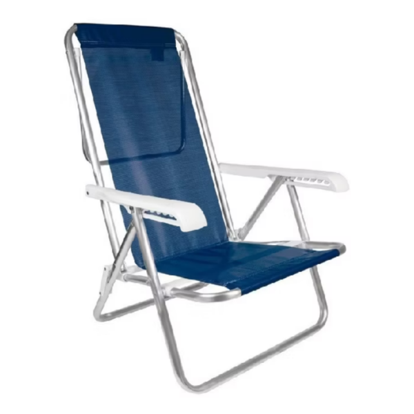 Cadeira De Praia Piscina Verão Mor Reclinável 8 Posições Alumínio Azul Anis Verde