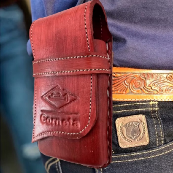 Bainha Capinha Para Celular Smartphone E Iphone Rustico Em Couro Legítimo Corneta Profissional