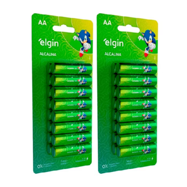 Pilha Elgin Alcalina AA Comum ou AAA Palito Blister com 32 ou 48 Unidades