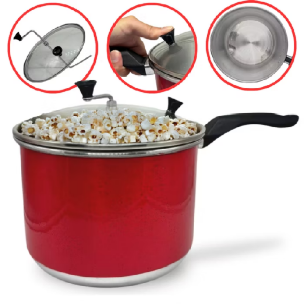Panela Pipoqueira N°20 Alumínio com Tampa de Vidro 4 Litros(Pipoqueira de Aluminio)