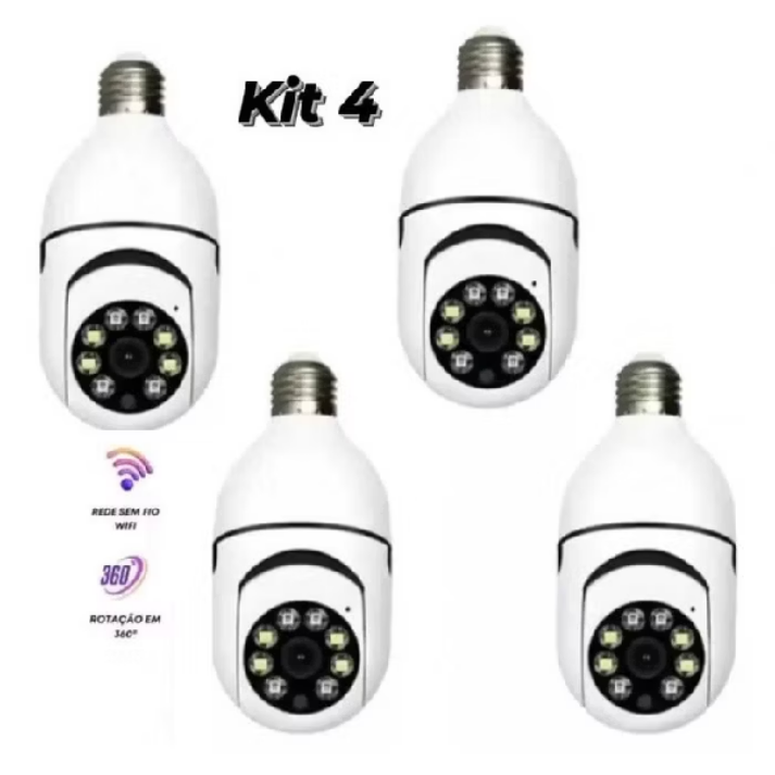 Kit 4 Câmera De Segurança À Prova D'água Aplicação De Lâmpada Sem Fio Yousee Visão Noturna full HD