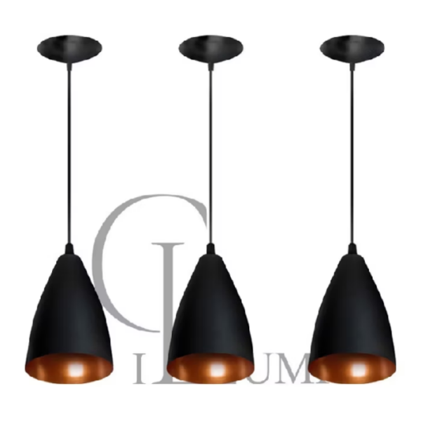 Kit 3 Vegas Pendentes Lustre Estilo Arandela Modelo Bala preto/cobre Envio imediato Casa e Decoração