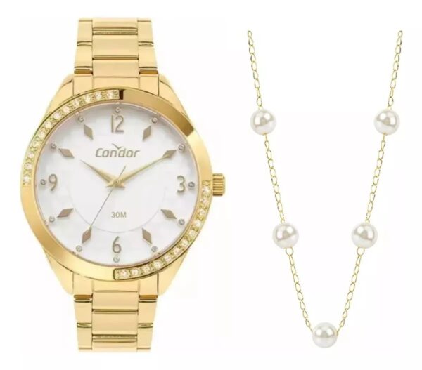 Kit Relógio Feminino Co2039mtz/k4k Dourado Com 3 Atm Condor