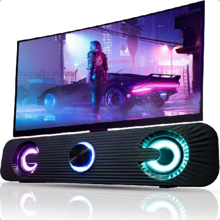 Caixa De Som Soundbar Para PC Gamer Notebook TV Computador LED RGB