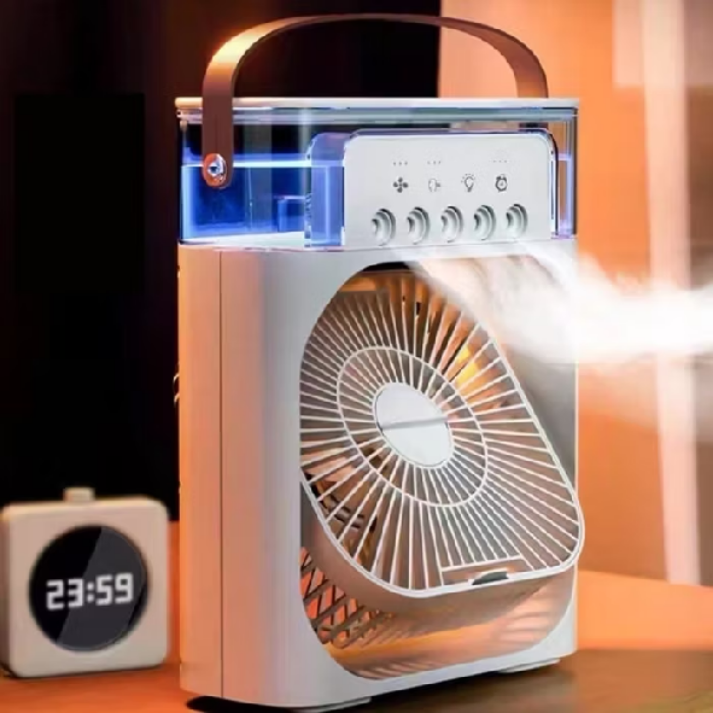 Mini umidificador Ventilador Portatil Pequeno Carregável USB Potente Turbo Silencioso Mesa