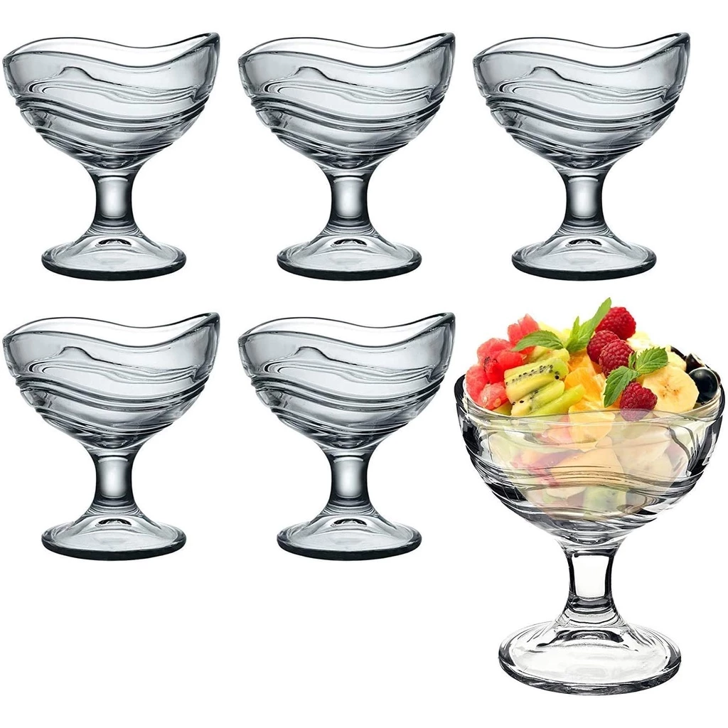 Jogo 6 Taças De Vidro Sorvete Sobremesa Aruba 150ml