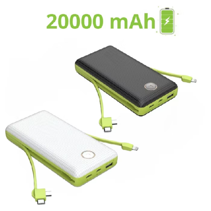Carregador Power Bank Portátil 20000mah Universal Saida 4 Cabos