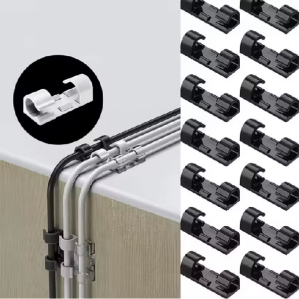 kit 40 Peça Clip Fixador Organizador de Fios e Cabos Autoadesivo