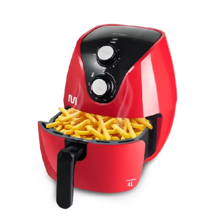 Fritadeira Elétrica sem óleo Air Fryer 127V 4L 1500W Vermelha Multi - GO203