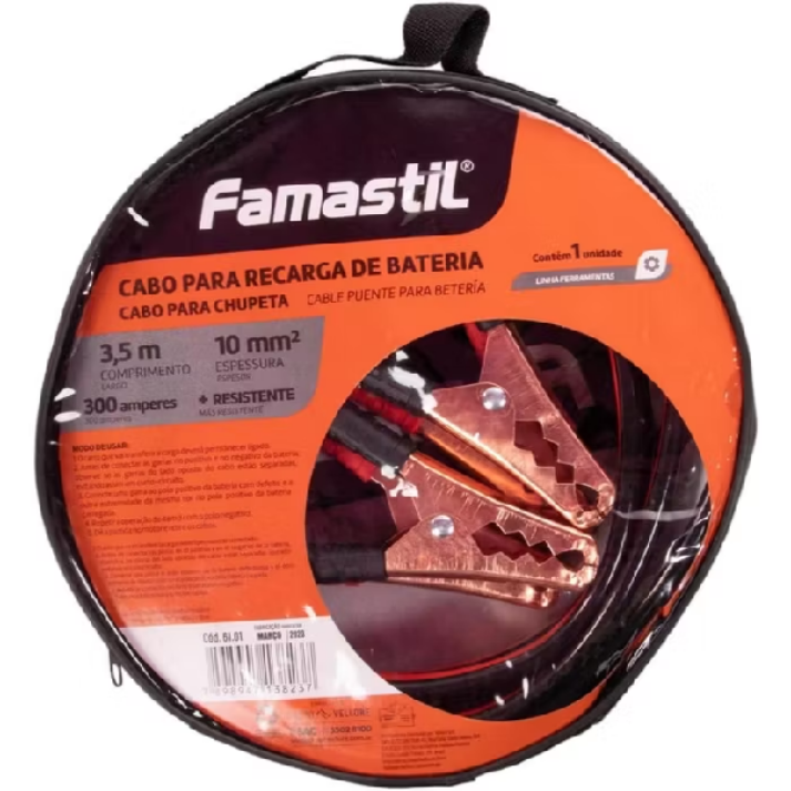Cabo de Carga Chupeta para Bateria com Bolsa 3,5m Famastil