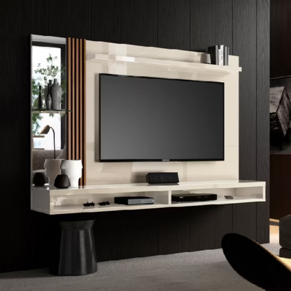 Painel Home para Tv até 55 Polegadas Ripado com Espelho Paris 160cm