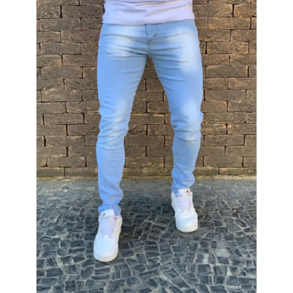 Calça Jeans Skinny Com Ziper Lycra Elastano Masculina Nova Tendencia