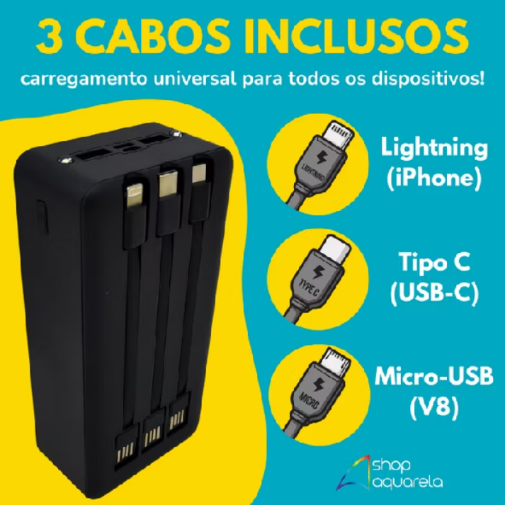 INOVA power bank turbo viagem Carregador Portátil Universal Original Com 3 cabo de dados
