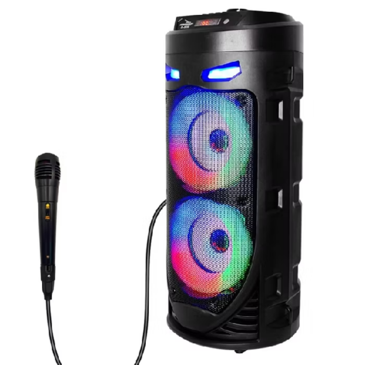 Caixa de som bluetooth grande com microfone RGB Portátil