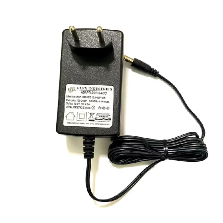 10 Fonte Flex Industries/ Sagemcom C/ Led Pino Agulha Central 12Vdc 2.5A Real Estabilizada