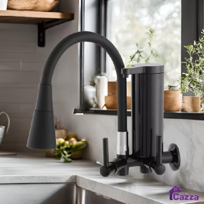 Torneira Gourmet Com Filtro Slim para Cozinha Preta de PAREDE Mesa