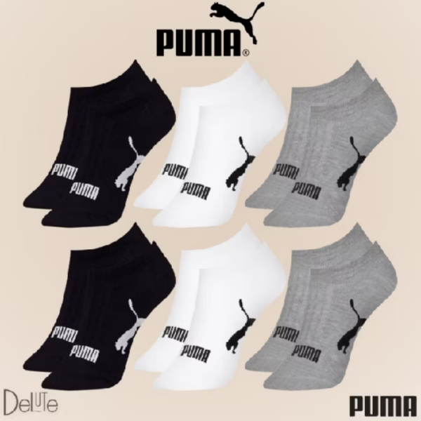 Kit com 6 Meias Esportiva Puma Sport Calcanhar Verdadeiro Cano Baixo Lisa Modelo Sapatilha Adulto