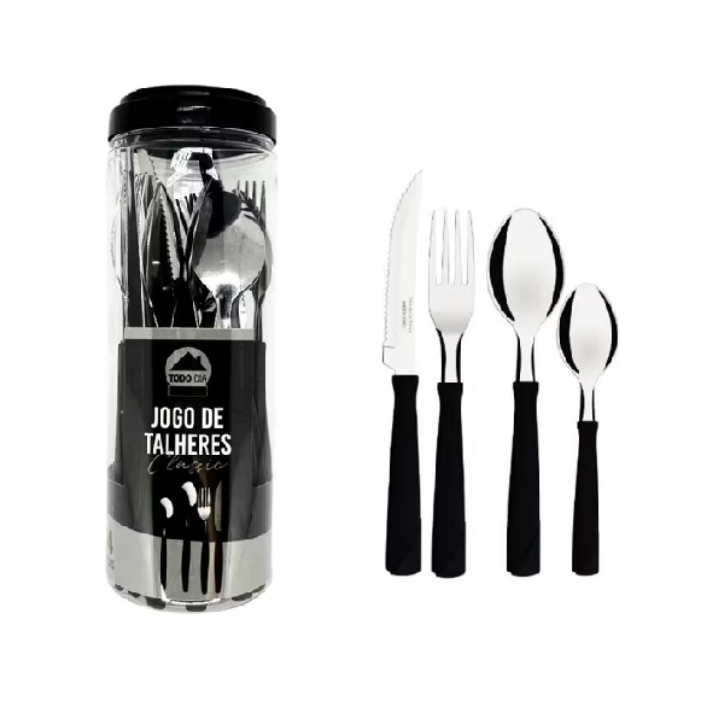 Jogo De Talheres Faqueiro Inox Com 24 Peças Com Suporte