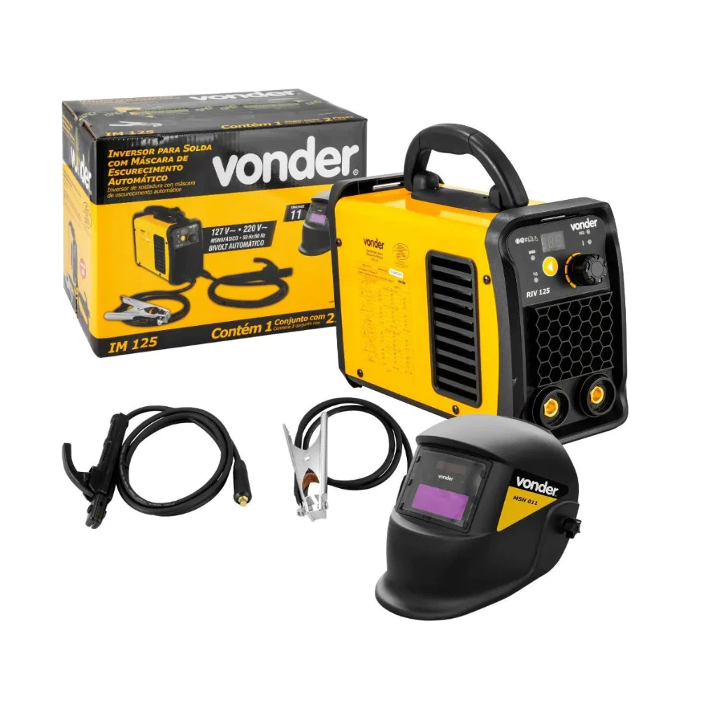 Máquina de Solda Inversora 120A Bivolt IM125 + Brinde Máscara Escurecimento Automático Vonder