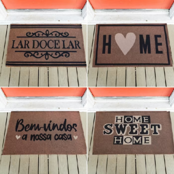 Tapete Porta Entrada Frases Antiderrapante Emborrachado 60x40cm