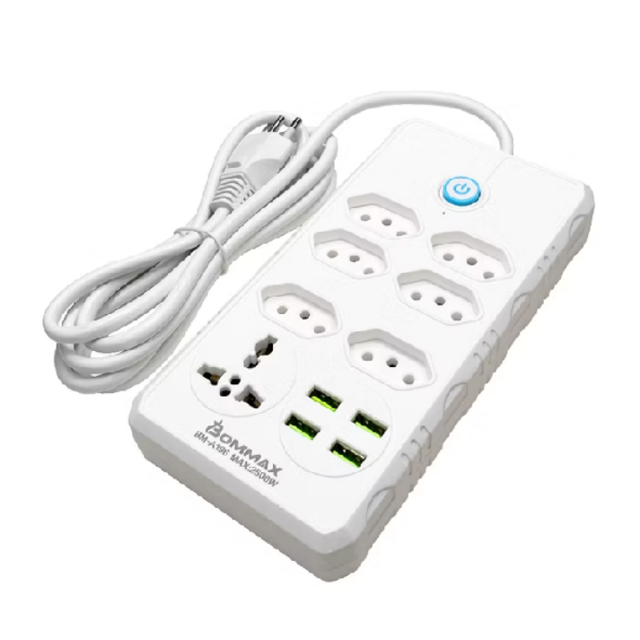 Extensão Régua 6 Tomadas 1 Universal 4 USB 2m - Bommax A196
