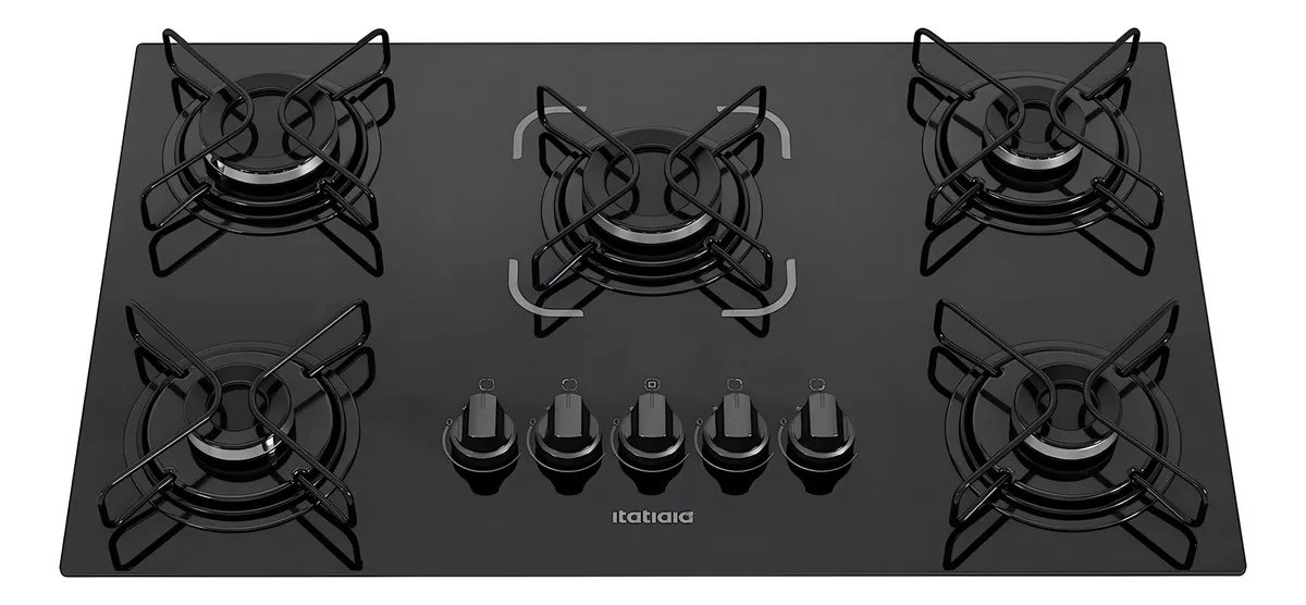 Cooktop a gás Itatiaia Preto 5 Bocas Essencial Bivolt 127V/220V 620CT50153