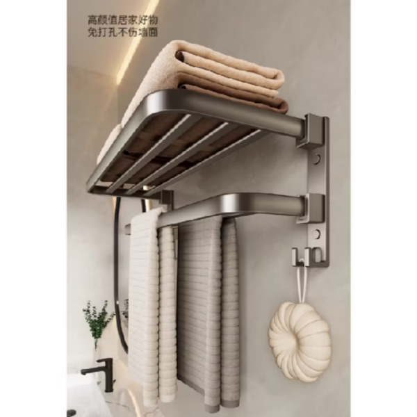 Porta Toalha Suporte Toalheiro Banheiro Duplo Aço Inox Premium Retratil 90°