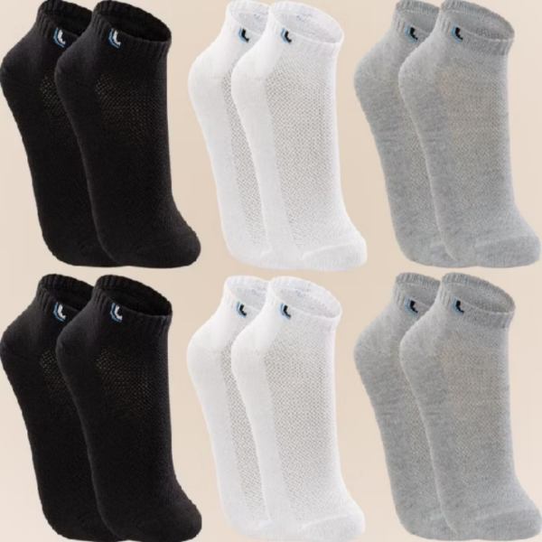 Kit De 6 Pares De Meias Lupo Sport Cano Curto Unissex Algodão Tamanho 33 ao 44