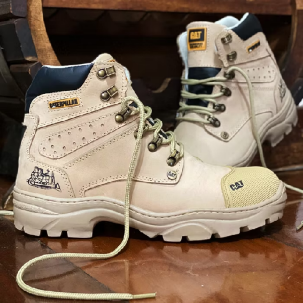 Bota Caterpillar Masculina 1600 em Couro Legítimo Promoção Relâmpago Off White