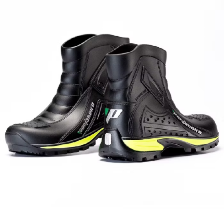 Bota Galocha de Motoqueiro Pantaneiro Borracha PVC 100% Impermeável Cano Curto C/ Refletivo
