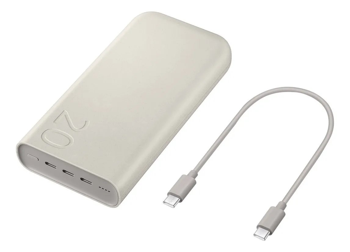 Carregador Portátil Samsung 3 Portas 20000mah Ep-p4520 Bege