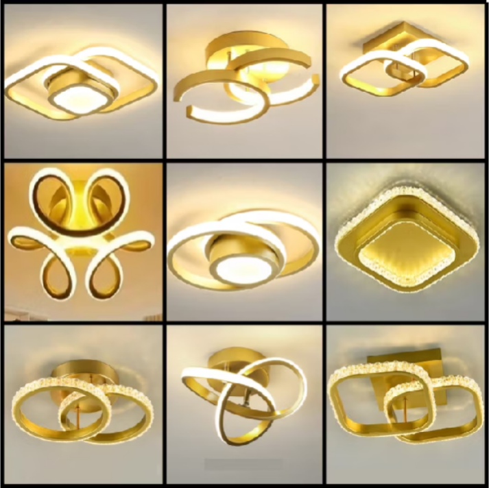Luminária Plafon Moderno Dourado, Para Sala, Quarto, Hall de Entrada, Sala de Estar