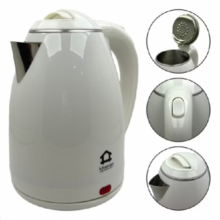 Chaleira Elétrica Jarra Térmica  Cozinha Garrafa Inox Plástico 1,8 Litros 1800w Potência 220v Branco