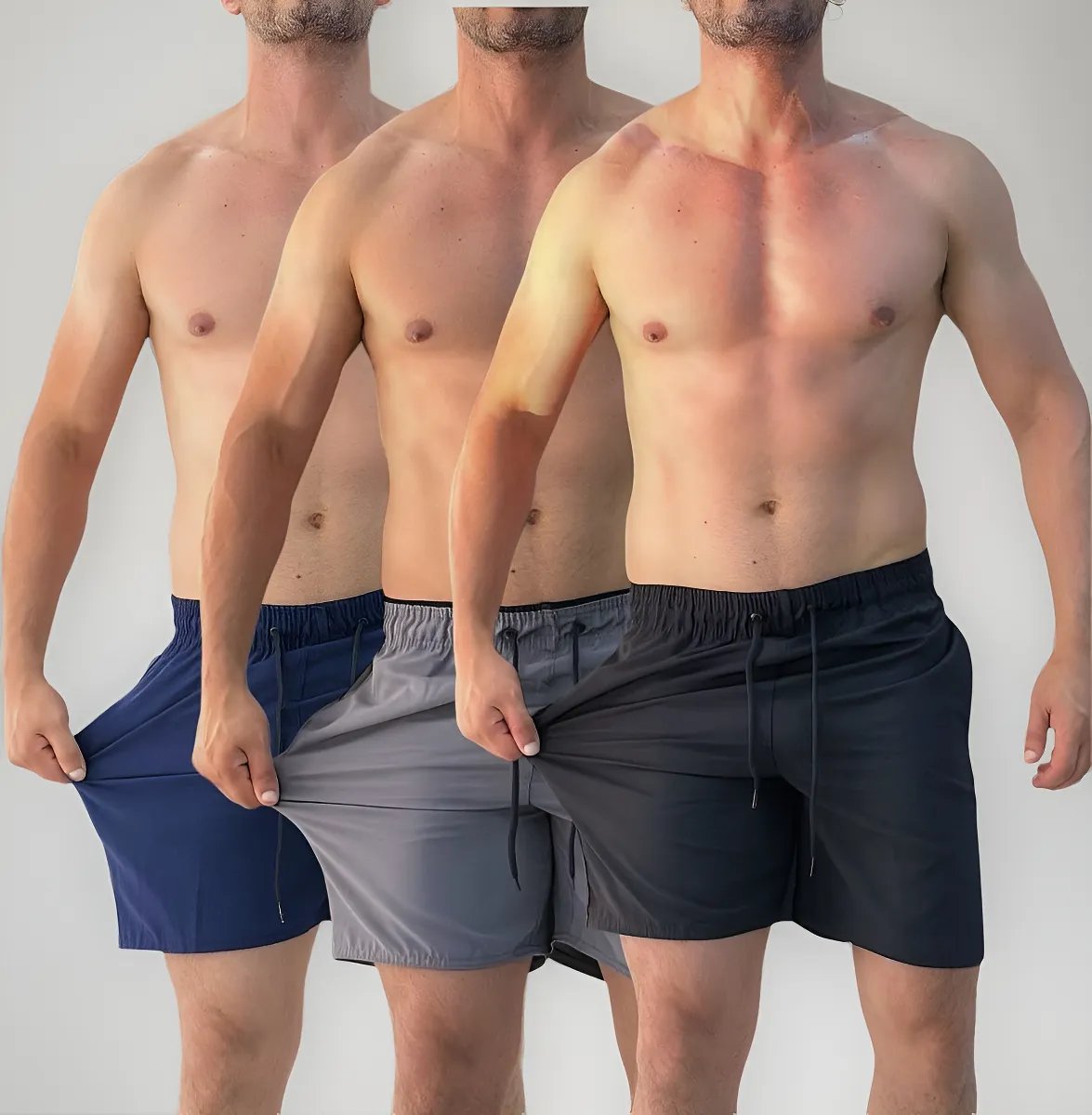 Kit 3 Short Masculino Academia Praia Tactel C Lycra Bermuda