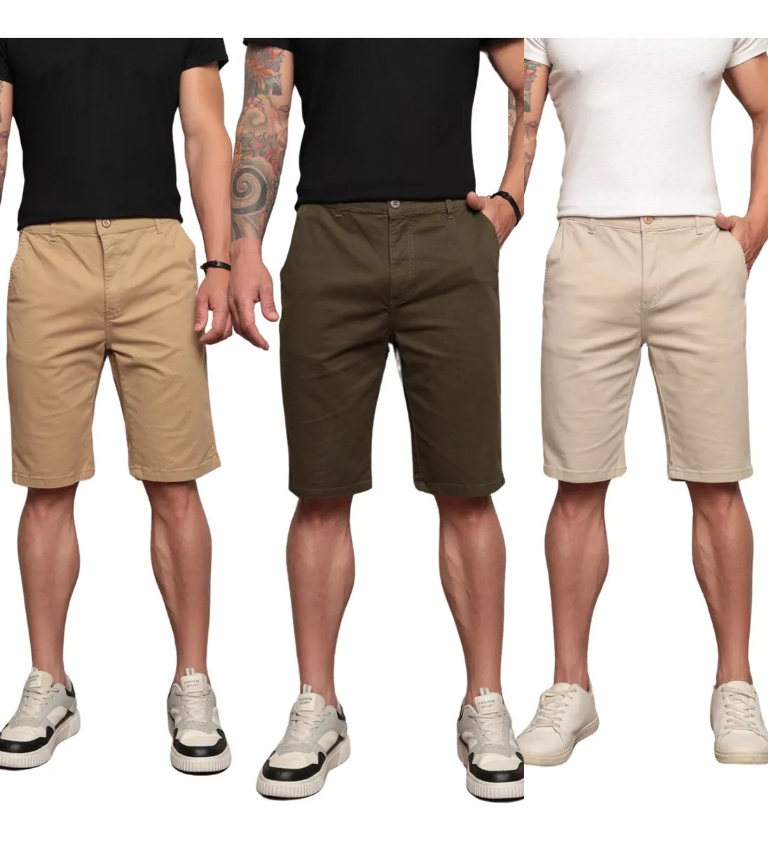 Kit 3 Bermudas Sarja /combo Masculinas Chino Premium