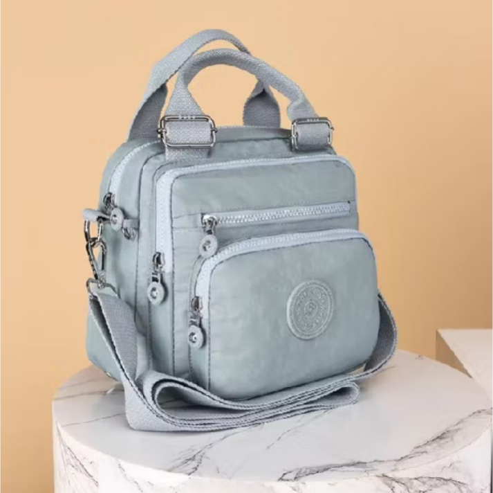 Bolsa feminina nylon impermeável vira mochila transversal tiracolo leve 3em1