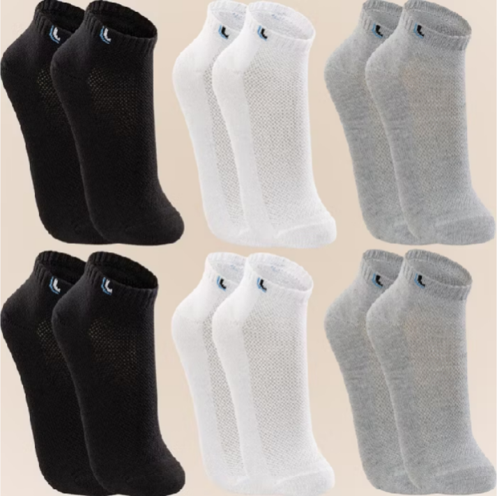 Kit De 6 Pares De Meias Lupo Sport Cano Curto Unissex Algodão Tamanho 33 ao 44
