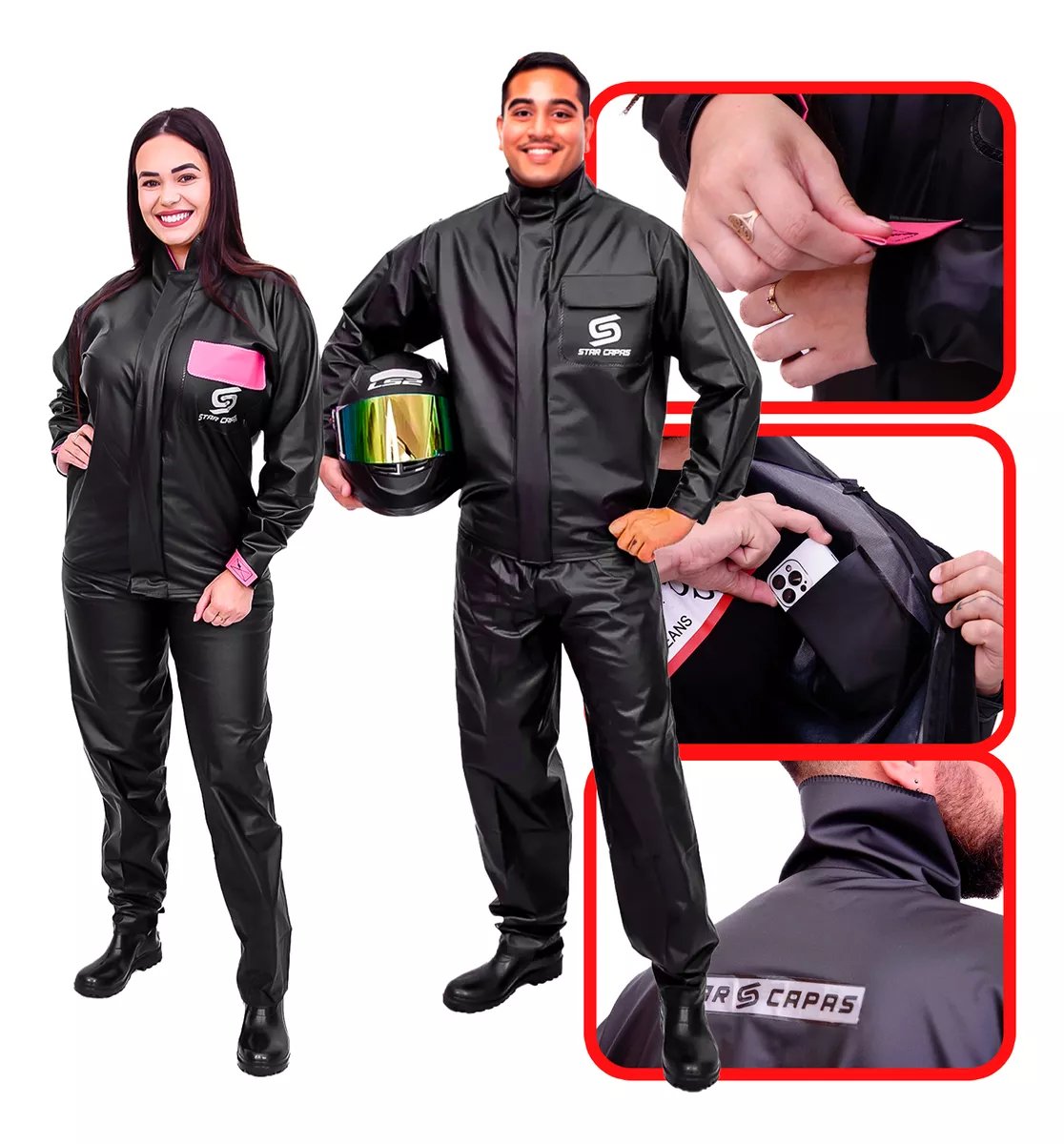 Capa De Chuva Motoqueiro Motoboy Moto Conjunto Impermeável