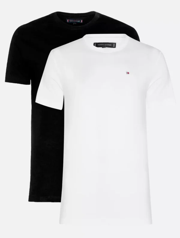 Kit 2 Camisetas Tommy Hilfiger Essential Preta/Branca
