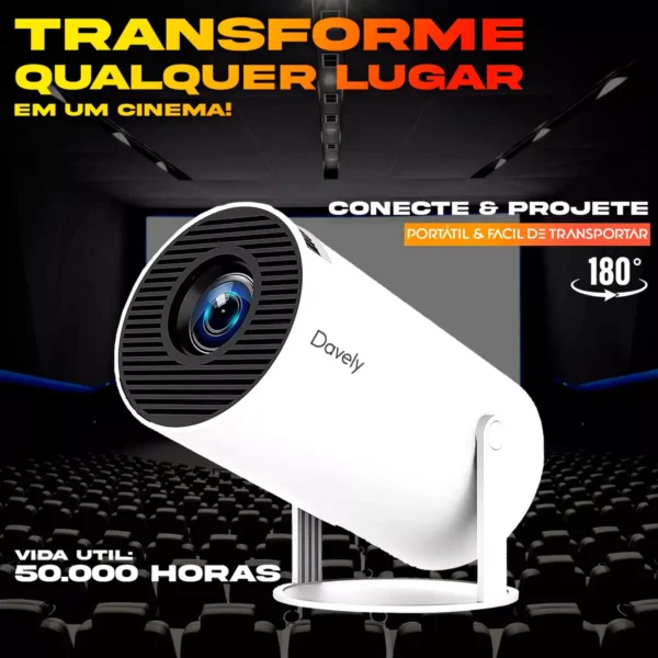 Smartprojetor Davely Home Cinema 4k Projetor Android 11.0 Resolução 4k Hd Bluetooth Hdmi Wifi Branco