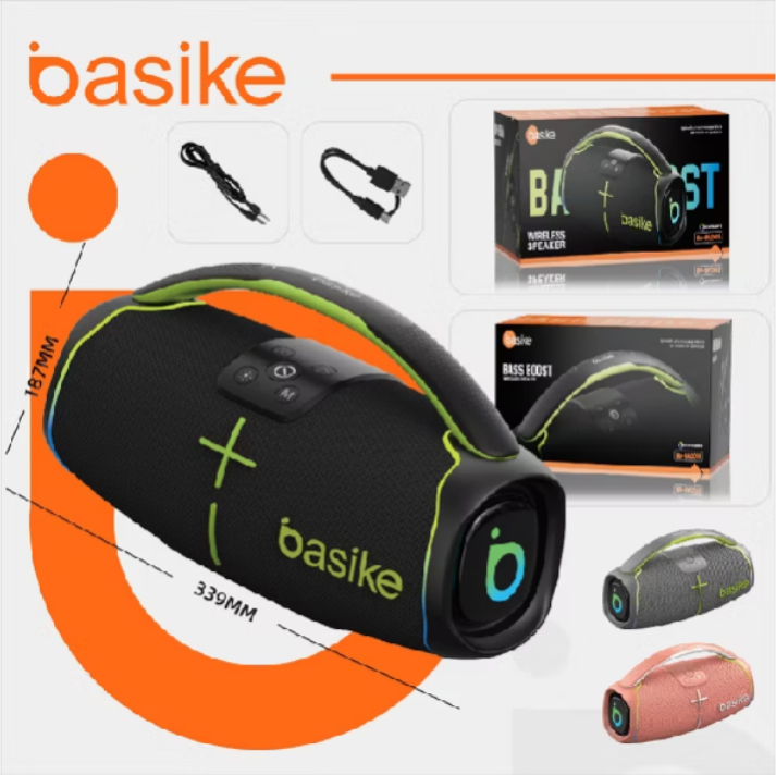 Basike Caixa de Som 60W Bluetooth V5.3 IPX6 com Power Bank Boombox 3, 6000 mah de bateria - PRETO